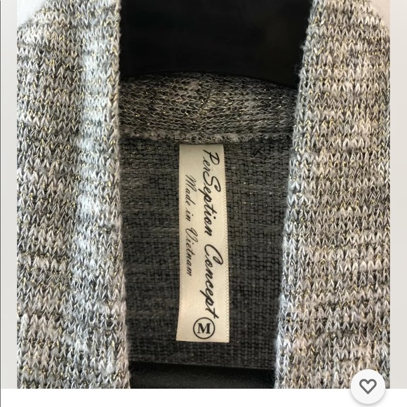 PerSeption Concept Long Sleeve Cardigan, Womens Medium, Gray White Gold, EUC - Picture 3 of 6